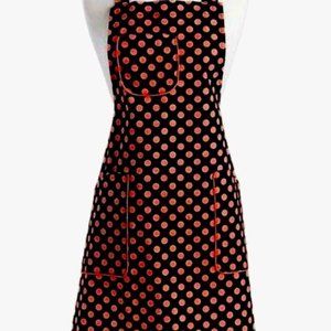 Apron Brown with Hot Pink/Red Polka Dots Cooking BBQ Baking Gift idea